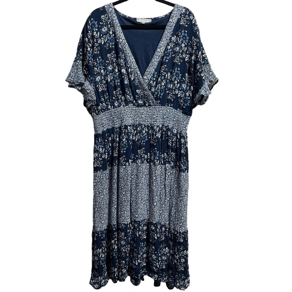 J Gee Floral Smock Waist Maxi Dress Women's Sz 3X